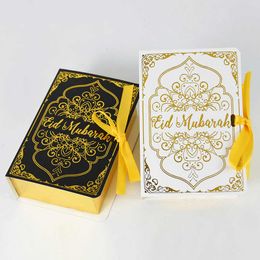 4 PC Gift Wrap 5Pcs Book Shape Eid Mubarak Chocolate Candy Boxes Ramadan Decor Gift Packaging Box 2023 Islamic Muslim Festival Party Supplies Z0411