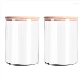 Storage Bottles Set Of 2 Glass Flour Container With Airtight Lid Large Food Jar For Sugar