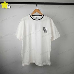 Men's T-Shirts Men Women Casual Hip Hop Loose Rhude Knitted T Shirts Best Quality Embroidery Rhude Top Tee Black Blue Green Short Sleeve T230412