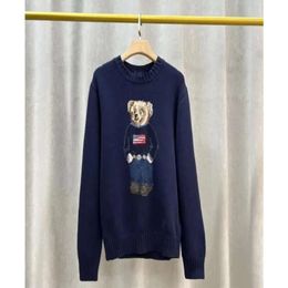 2023 Men S Sweaters Rl Style Cotton Bear Embroidery Round Neck Sweater Casual Pull Homme Autumn and Winter Wear Long Sleeved ess