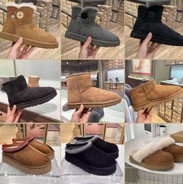 Designer Fluffy Snow Boots Mini Women Winter Ug Australia Tasman Platform Boot Fur Slipper Ankle Wool Comfort goes with everything Shoes Sheepskin Leather Casual