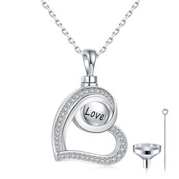 Pendant Necklaces 925 Sterling Silver Heart Shape Cremation Urn Love Keepsake Memorial Jewellery Gifts For Ashe Men Family 231110