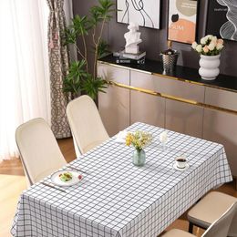 Table Cloth PVC Tablecloth Wash Free Oil Resistant Waterproof Rectangular Chequered Coffee