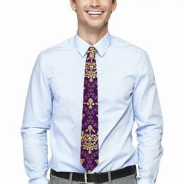 Bow Ties Vintage Damask Tie Purple And Gold Cosplay Party Neck Men Retro Trendy Necktie Accessories Great Quality Graphic Collar