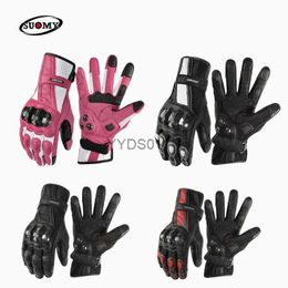 Five Fingers Gloves Women XS-2XL Suomy SU-17 Pink Goatskin Motorcycle Gloves Long Full Finger Scooter Electric Bike Cycling Racing Motocross Luvas YQ231111