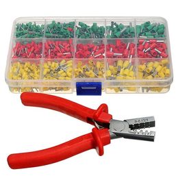 Freeshipping Crimping Tool Set 1pc Crimper Plier With 990pc Tube End Ferrule Terminals Assortment Kit Green Yellow Red Iqpji
