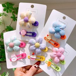 2023 New Sweet Girl Princess Cute Cartoon Rabbit Duckbill Clip Korean Fashion Children's Fabric Flower Hairpin Hair Accessories