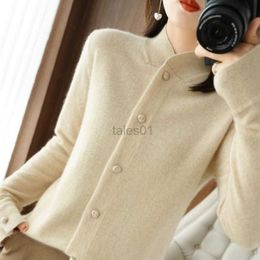 Women's Sweaters S-XXL Hot Sale New 100% Cashmere Wool Ladies Long Sleeve Knit Cardigan Fashion Premium Coat Sweater Solid ColorSingle-breasted zln231111