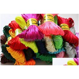 Cord & Wire 10 Rolls/Lot Mix 20 Metres Each Roll Chinese Knot Satin Nylon Braided Cord Rame Beading Rattail Wire Cords M Dro Dhgarden Dh47U