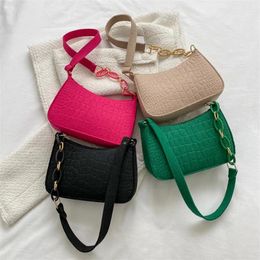 Evening Bags Felt Shoulder Bag For Women Fashion Alligator Pattern Armpit Waterproof Solid Color Underarm Zipper Top-handle Handbag