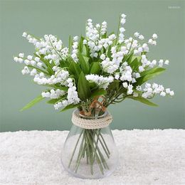 Decorative Flowers 6pcs Plastic White Bellflower Artificial Valley Lily Flower For Home Decor Fake Plant Wedding Bride Bouquet Birthday