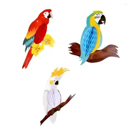 Garden Decorations 3Pcs Tropical Birds Honeycomb Parrot Hanging Ornaments Hawaiian Summer Beach Tiki Bar Luau Party