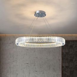 Chandeliers Modern Chandelier Led Crystal Circle Ring Pendant Lamps Luster Living Room Bedroom Kitchen Home Decor Fixture Lights Free Gift