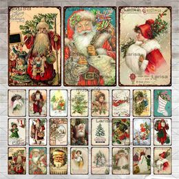 Christmas Decorations Festival Christmas Santa Claus Tin Sign Vintage Metal Poster Snowman Kitchen Home Bedroom Wall Art Decor Tinplate Signs PlaquesL231111