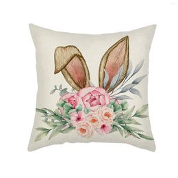 Pillow Case Easter Pillowcase Watercolour Flower Cover Happy Home Sofa Decorative Housse De Coussin