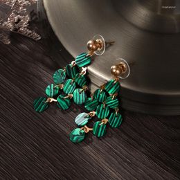 Dangle Earrings Bohemian Holiday Style Cluster Malachite For Women Personality Fashion Jewellery Antique Gold Colour Plated Party