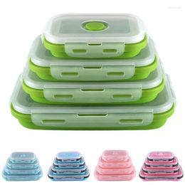 Bowls Folding Silicone Lunch Box Microwave Oven Baking Heating Tool Square Fresh-keeping Bowl Office Workers Portable Student Bo