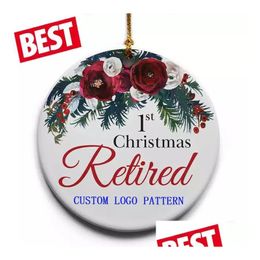 Christmas Decorations Sublimation Blank Ceramic Pendant Creative Christmas Ornaments Heat Transfer Printing Diy Ornament Drop Delivery Dhxuc