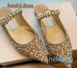 high heels leather pointed pearl diamond flat shoes leather wedding party shoes size