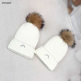 Luxury Newborn Crochet Hats winter designer Knitted kids hat Complete labels Raccoon fur ball decoration baby caps Nov10