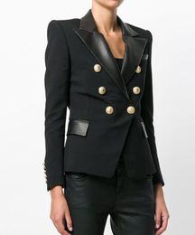 Nuovo stile Blazer di alta qualità Originals Designer Giacca da donna doppiopetto slim fit Giacca con fibbie in metallo Colletto in pelle nera Cappotti oversize oversize 3XL