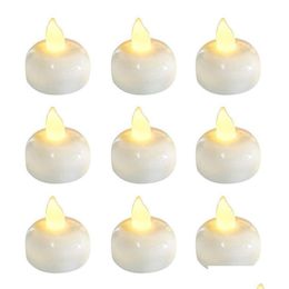 Candles Pack Of 6 Flickering Flameless Waterproof Lamp Floating On Water Led Plastic Battery Operated Tea Lights For Pool Spa Drop D Dhlam