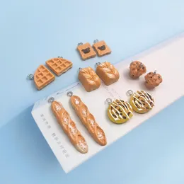 Charms 10pcs Cute Triangle Bread Cake Waffle Resin Flatback Pendant For Keychain Earrings Jewellery Making Findings C257