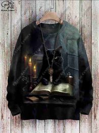 Men's Hoodies Sweatshirts 3D Printed Halloween Series Horror Ghost Skeleton Witch Black Cat Pattern Ugly Sweater Street Casual Winter Sweatshirt W-3 YQ231111