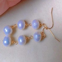 Dangle Earrings Natural Baroque White Freshwater Pearl 18k Gold Gift Jewellery Women Cultured Fashion CARNIVAL VALENTINE'S DAY Beautiful