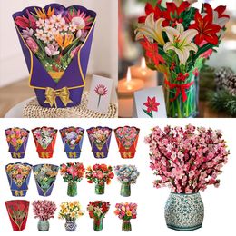 Greeting Cards PopUp Flower Flora 3D for Birthday Mothers Father's Day Graduation Wedding Anniversary Get Well Sympathy 230411