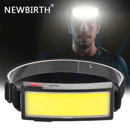 Head lamps COB Flood Headlamp LED Headlamp with Built-in 1200mah Battery USB Rechargeable IPX4 Waterproof Outdoor Home Portable Headlight P230411
