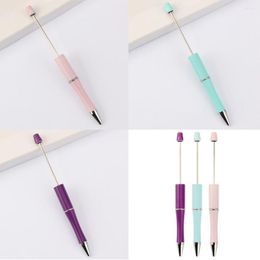 50pcs Candy Colored Beaded Ballpoint Pen DIY Beadable Pens For School Office Student Kids Gift Korean Stationery