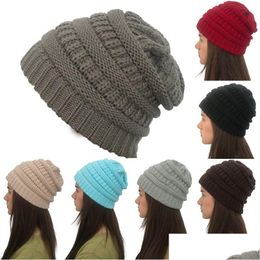8 Colors Simple Fashion Striped Woolen Hat For Men And Women Outdoor Warm Optional Whether Labeled Sports Casual Knitted Drop Delivery Dh04C