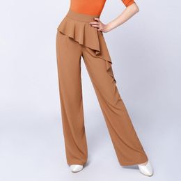 Stage Wear High Waist Lotus Design Latin Dance Pants For Women Trousers Ballroom Samba Tango Chacha Dancing Performamnce NY08 F2046