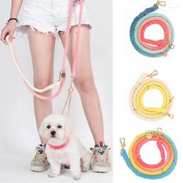 Dog Collars 210cm Multifunction Heavy Duty Cotton Rope Handmade Braided Leash For Medium Large Dogs Colourful