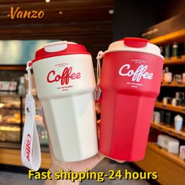 Water Bottles 420ml620ml Double Stainless Steel Coffee Mug LeakProof Thermos Travel Thermal Vacuum Flask Insulated Cup Milk Tea Bottle 230410