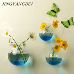 Vases 2022 New Hanging Flower Pot Glass Ball Vase Terrarium Wall Fish Tank Aquarium Container Home Decoration 10cm 12cm 15cm P230411