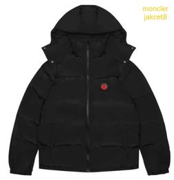 Hot Sale Men's Winter Warm Trapstar London Hoodie Detachable Hooded Down Jacket Black Red Embroidered Letter Coat