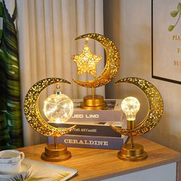 Novelty Items Ramadan Decoration 2023 Moon Star Led Lamp Eid Mubarak Ornaments Night Light Islam Muslim Party Decor Eid Al Adha Gift Z0411