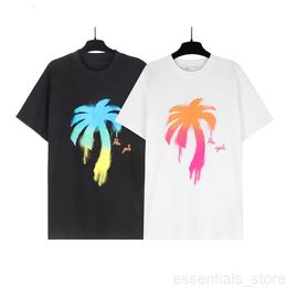 Пальмино -дизайнерская футболка мужская футболка женские ангелы футболки красочный градиент кокосовый кокосовый цвет чистый хлопок