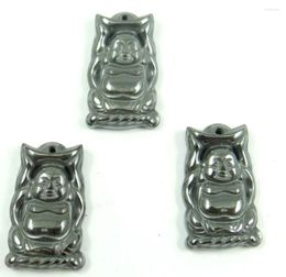 Pendant Necklaces 29 18MM Titanium Hematite Hand-Carved Buddha Gem Necklace Making Jewellery Wholesale 3pcs/lot