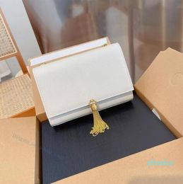 2023-Caviar Tassel Chain Bags Messenger handbags shoulder wallets cross body famous designer high quality lady square flap women