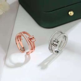 Ring Designer Ring Luxury Ring Rotary Decompression Ring Women's Micro Set Zircon Fashion Item, Women's Gift