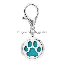 Key Rings Dog/Cat Paw Keychain Essential Oil Aroma Diffuser Per Locket With Lobster Clasp Keyring 5Pcs Pads Ka61-Ka70 Drop De Dhgarden Dhxje