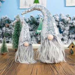 2pcs set Merry Christmas Sequin Swedish Santa Gnome Plush Doll Ornament Handmade Elf Toy Holiday Home Party Decor M76D258r