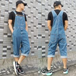 Men's Jeans Men Men's Denim Overalls Large Size Strap Straight Pants Light Blue Shorts More Sizes 48 50