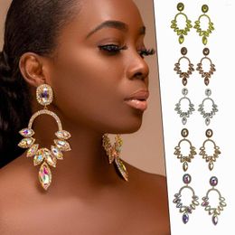 Hoop Earrings 2023 Luxury Exaggerated Gem Alloy Glass Drill Flash Stud For Women Dainty Small Studs
