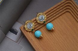 Stud Earrings Vintage Portrait Women's Niche Design High-end Sense Of Exquisite Embossed Ancient Coin