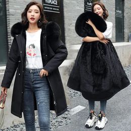 Womens Down Parkas Winter Women Jacket Parka Warm Loose Long Coat Wool Liner Hooded Clothes Fur Collar Thick Snow Wear Fashion Padded 231110