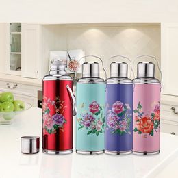 Water Bottles 12l2l Retro Travel Thermosflask Thermos Coffee Bottle Stainless Steel Cup Mug Heat Cold Preservation 230410